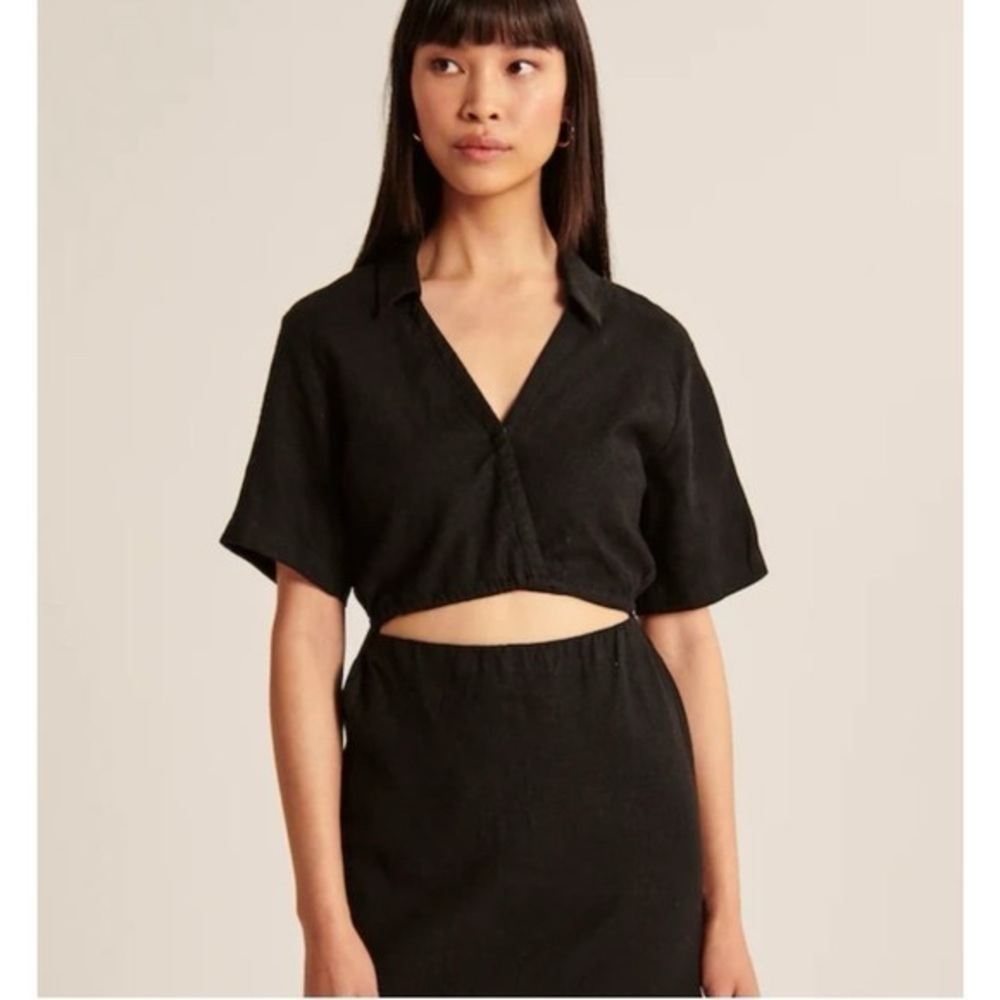 Abercrombie & Fitch Linen Mini Wrap Dress - XXS